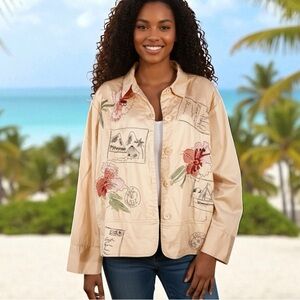 Hearts Of Palm | Lightweight Jacket With Embroidered Detail - Vacation - Resort